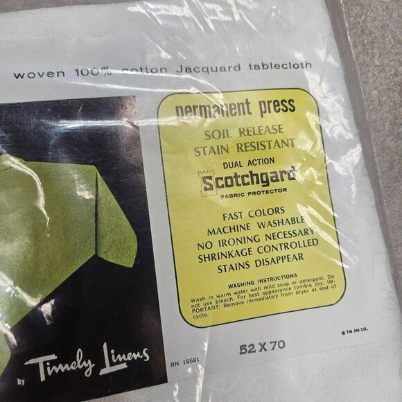 Vintage Timely Linens Nwt Old Dead Stock España Tablecloth White Jacquard Cotton - Picture 2 of 6